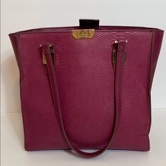 Nicole Miller Dark Pink Faux Snakeskin Bag - Picture 2 of 10